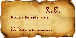 Kolin Benjámin névjegykártya